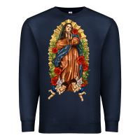 Navy Lady of Guadalupe with Roses Premium Sweatshirt - texasbilliewilder