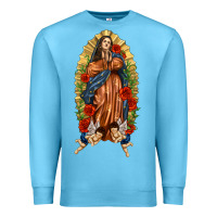 Ocean Blue Lady of Guadalupe with Roses Premium Sweatshirt - texasbilliewilder