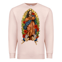 Pale Pink Lady of Guadalupe with Roses Premium Sweatshirt - texasbilliewilder