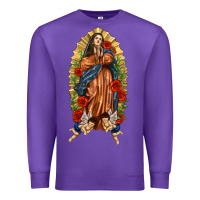 Purple Lady of Guadalupe with Roses Premium Sweatshirt - texasbilliewilder