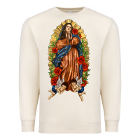 Sandshell Lady of Guadalupe with Roses Premium Sweatshirt - texasbilliewilder
