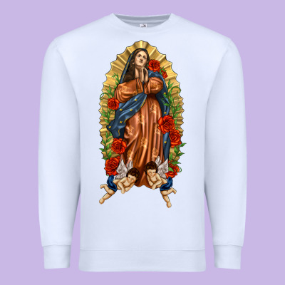 Lady Of Guadalupe With Roses Premium Sweatshirt Designed By Texasbilliewilder