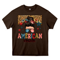 Chocolate Brown american mom junkie messy bun Heavy Core Tee - Zillion Design Studio