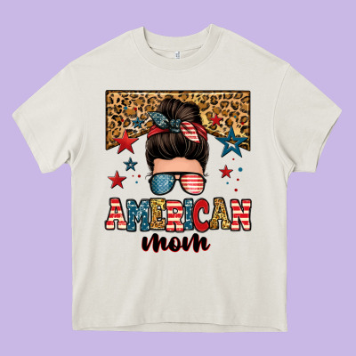 American Mom Junkie Messy Bun Heavy Core Tee Designed By Zillion Design Studio