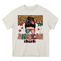 Cream american mom junkie messy bun Heavy Core Tee - Zillion Design Studio