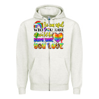 Oatmeal Heather be careful who you hate it could be someone you Zipper Hoodie - LillyAllenDesigns
