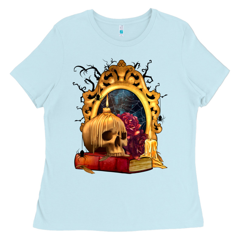 Halloween Skull Candles And Roses Ladies Tee by texasbilliewilder | Teevron