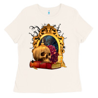 Bone Halloween Skull Candles and Roses Ladies Tee - texasbilliewilder