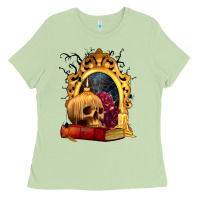 Matcha Halloween Skull Candles and Roses Ladies Tee - texasbilliewilder
