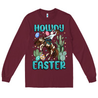 Burgundy howdy easter Long Sleeve Tee - MaliasSmallBusiness