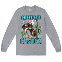 Heather Grey howdy easter Long Sleeve Tee - MaliasSmallBusiness