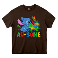 Chocolate Brown ausome stitch autism Heavy Core Tee - Zillion Design Studio