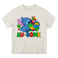 Cream ausome stitch autism Heavy Core Tee - Zillion Design Studio