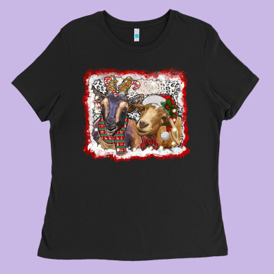 Christmas Goats Ladies Tee Designed By Ranaportraitstore