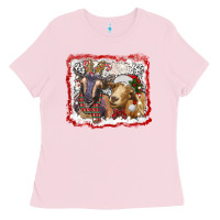 Bubblegum Pink christmas goats Ladies Tee - RanaPortraitStore