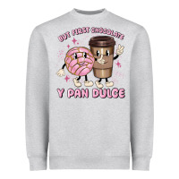 Heather Grey but first chocolate y pan dulce Heavyweight Sweatshirt - MaliasSmallBusiness