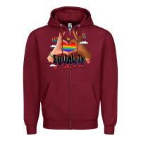 Burgundy equality hurts no one lgbtq hands Zipper Hoodie - LillyAllenDesigns