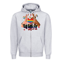 Heather Grey equality hurts no one lgbtq hands Zipper Hoodie - LillyAllenDesigns