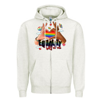 Oatmeal Heather equality hurts no one lgbtq hands Zipper Hoodie - LillyAllenDesigns