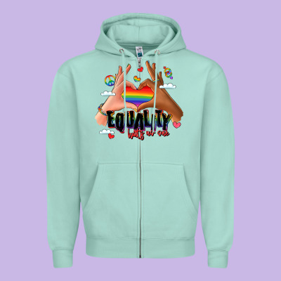 Equality Hurts No One Lgbtq Hands Zipper Hoodie Designed By Lillyallendesigns