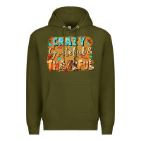 Army Green Crazy grateful and thankful Premium Hoodie - NancyCooperArtShop