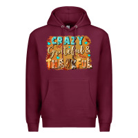 Burgundy Crazy grateful and thankful Premium Hoodie - NancyCooperArtShop