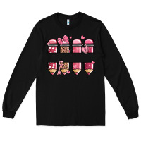 Black custom name valentine's day school pencils Long Sleeve Tee - MaliasSmallBusiness