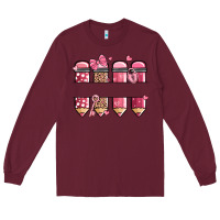 Burgundy custom name valentine's day school pencils Long Sleeve Tee - MaliasSmallBusiness