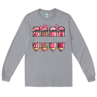 Heather Grey custom name valentine's day school pencils Long Sleeve Tee - MaliasSmallBusiness