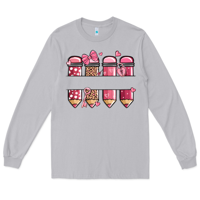 Custom Name Valentine's Day School Pencils Long Sleeve Tee by MaliasSmallBusiness | Teevron