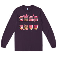 Plum custom name valentine's day school pencils Long Sleeve Tee - MaliasSmallBusiness