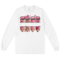 White custom name valentine's day school pencils Long Sleeve Tee - MaliasSmallBusiness