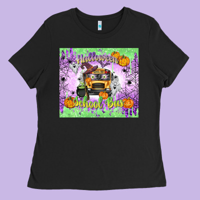 Halloween School Bus Ladies Tee Designed By Texasbilliewilder