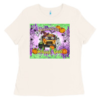 Bone Halloween School Bus Ladies Tee - texasbilliewilder