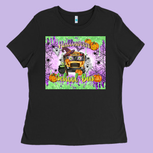 Halloween School Bus Ladies Tee Designed By Texasbilliewilder