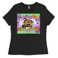 Black Halloween School Bus Ladies Tee - texasbilliewilder