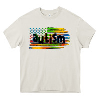 Cream autism american flag Heavy Core Tee - Zillion Design Studio
