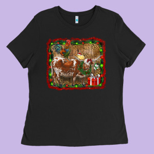Christmas Farm Animals Ladies Tee Designed By Ranaportraitstore