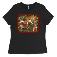 Black christmas farm animals Ladies Tee - RanaPortraitStore