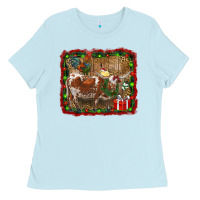 Baby Blue christmas farm animals Ladies Tee - RanaPortraitStore