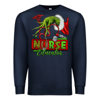 Navy grinch hand nurse educator Premium Sweatshirt - NancyCooperArtShop