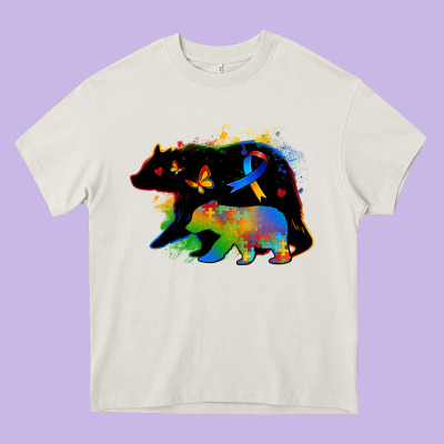 Autism Mama Bear Heavy Core Tee Designed By Zillion Design Studio