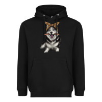 Black alaskan husky with bandeau Heavyweight Hoodie - texasbilliewilder