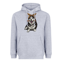 Heather Grey alaskan husky with bandeau Heavyweight Hoodie - texasbilliewilder