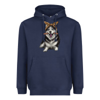 Navy alaskan husky with bandeau Heavyweight Hoodie - texasbilliewilder