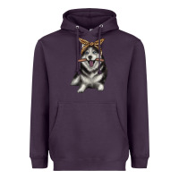 Plum alaskan husky with bandeau Heavyweight Hoodie - texasbilliewilder