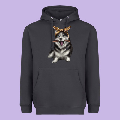 Alaskan Husky With Bandeau Heavyweight Hoodie Designed By Texasbilliewilder