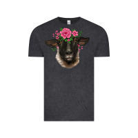 Vintage Black suffolk ewe sheep with floral headdress Vintage Tee - BarkalooDesign