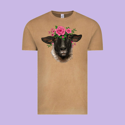 Suffolk Ewe Sheep With Floral Headdress Vintage Tee Designed By Barkaloodesign