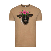 Vintage Coffee suffolk ewe sheep with floral headdress Vintage Tee - BarkalooDesign